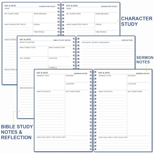 Heveboik Bible Study Journal/Notebook – Church Notes Notebook – Note Taking & Journaling Kit, 5.8" x 8.5", Blue - color: Blue