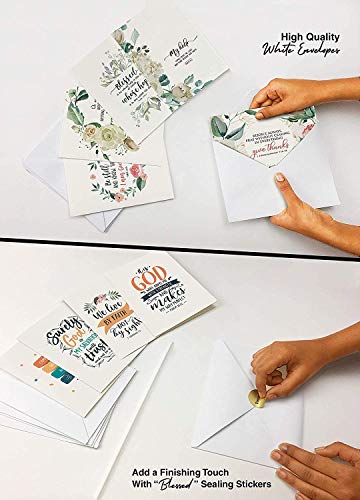 Dessie 60 Unique Bible Verse Cards With Envelopes and Gold Seals. Scripture Cards With 60 Different Designs and Inspirational Bible Verses. Christian Greeting Cards Assortment. - color: Religious - 60 Large