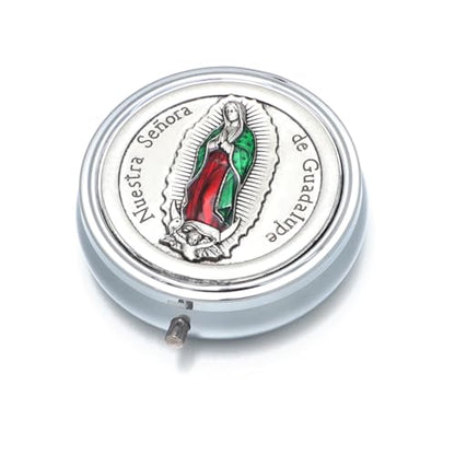 KOMI 6mm Glass Pearl Rosary Beads Catholic for Women with Metal Rosary Box Religious Gifts - style: Guadalupe-hematite