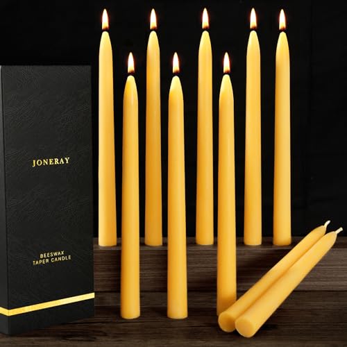 Beeswax Taper Candles- 9 Hour Burn Time, 10 Inch Pure Natural Handmade Beeswax Candles, Smokeless and Dripless Taper Candles(Pack of 10) - color: Yellow, size: 10in-10pack