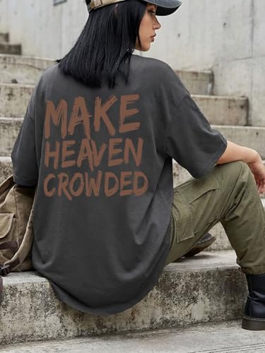 Christian Shirts for Women Faith Over Fear Oversized Graphic Tees - color: Darkgrey1, size: Large