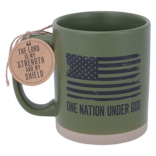 Lighthouse Christian Products One Nation Under God American Flag Green 16 Ounce Ceramic Mug