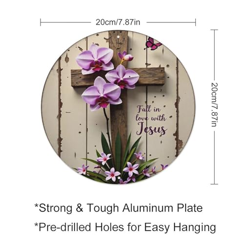 Christian Welcome Sign Front Door Decor Religious Home Welcome Hanging Sign Decor Farmhouse Wall Decorations Wood Sign for Entryway Porch May God Bless Our Home and All Who Enter Round 8x8 inch