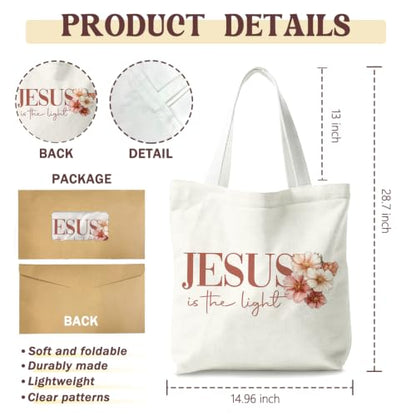 Christian Canvas Tote Bag, Bible Verse Reusable Shopping Bag - color: Jesus
