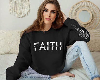 UNIQUEONE Christian Sweatshirt Women Faith Shirts: Jesus Sweatshirt Christian Religious Crewneck Long Sleeve Pullover Tops - color: Black, size: XX-Large