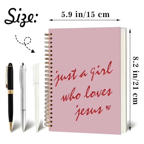 Christian Notebook Journal - Just a Girl Who Loves Jesus Christian Gifts for Women, Inspirational Bible Journal Notebooks for Note Taking, Bible Study, Prayer & Church Notes, A5 Spiral Notebook (Just a Girl-PINK) - color: Just a Girl-PINK