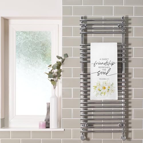 Dibor Daisy Floral Christian Kitchen Towels Dishcloth, Christian Friendship Gifts for Women Dish Towels, Friendship Bible Verse Decorative Hand Tea Towel for Bathroom Kitchen, 16x24 Inch - color: Soul