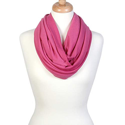 Super Soft Cotton Blend Lightweight Solid Color Multi Loop Infinity Scarves - color: Fuchsia