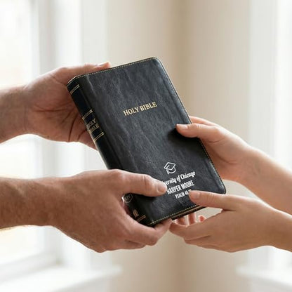 Personalized KJV Bible, Custom Name, School Name, Class of 2026 Design, King James Version, Red Letter, Thinline, Gold Page Edges, Graduation Gift, High School or Collage Graduate, Black - color: Kjv Black Thinline, size: King James Version
