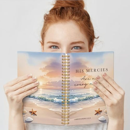His Mercies Are New Spiral Notebook Christian Gifts for Women Sister - color: Multi & Yellow