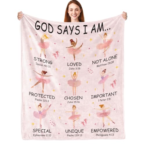 God Says I Am Christian Gifts for Girl Ballet Dancer Blanket 50"x60" - color: God Says - Ballet 01, size: 50"x60"