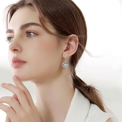 Mountain Mustard Seed Earrings for Women 925 Sterling Silver Lotus/Cross Dangle Drop Earring Christian Jewelry Outdoor Birthday Graduation Gifts - style: Mountain-Abalone