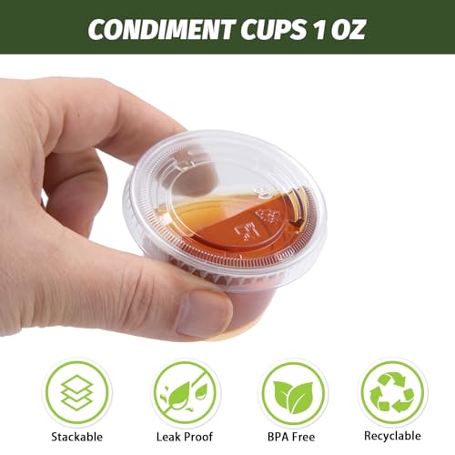500 Pack 1 oz Jello Shot Cups, Disposable Condiment Cups with Lids - size: 1oz-500p