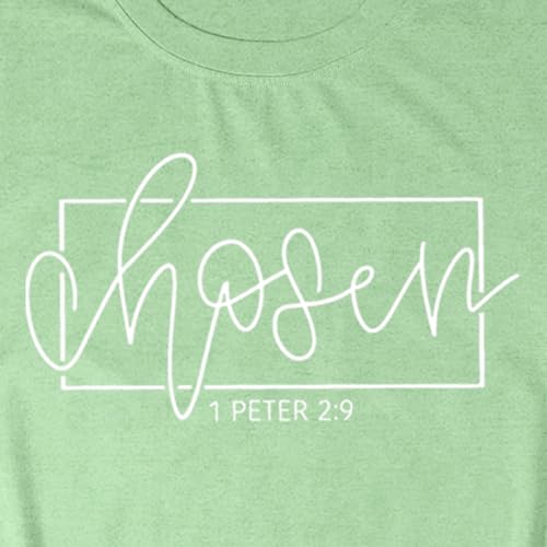Women's Christian Shirt Christ Chosen T-Shirts Bible Verse Tee Tops - color: Green, size: XX-Large