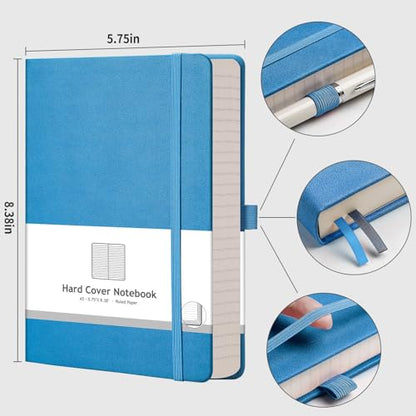 AHGXG Lined Journal Notebook, 320 Numbered Pages, A5 (5.75'' X 8.38'') - color: Blue, size: A5