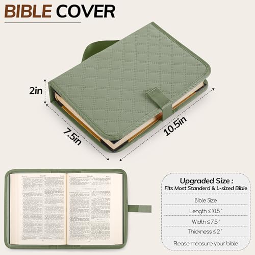 Large Bible Bag with Bible Cover Case for Women,Color-Blocking Quilted Church Tote Bag with Shoulder Strap, Christian Gifts for Women(Green) - color: Beige/Green