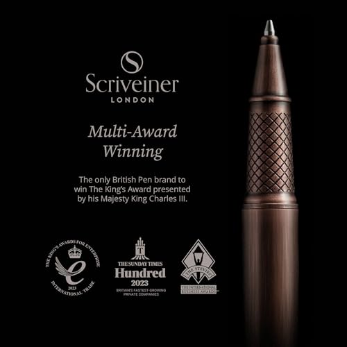 Scriveiner Copper Rollerball Pen - Stunning Luxury Pen, Schmidt Ink Refill, Best Roller Ball Gift Set for Men & Women, Professional, Executive Office, Nice Pens - color: 24. Copper