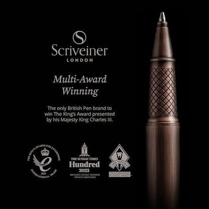 Scriveiner Copper Rollerball Pen - Stunning Luxury Pen, Schmidt Ink Refill, Best Roller Ball Gift Set for Men & Women, Professional, Executive Office, Nice Pens - color: 24. Copper