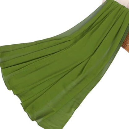 LMVERNA Solid Color Bubble Chiffon Scarf for Women Fashion Soft Hijab Long Scarfs Wrap Scarves - color: Green