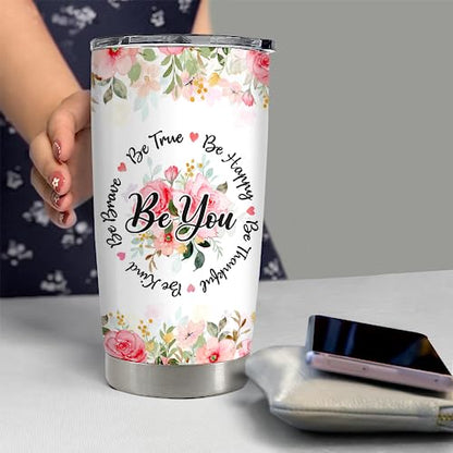 SANDJEST Sometimes You Forget You're Awesome Tumbler 20oz Inspirational Gifts Stainless Steel Insulated Tumblers Coffee Travel Mug Cup Gift for Coworkers Friends Sister Birthday Christmas - color: Inspirational