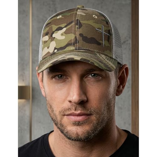 Christian Hats for Men Women,Jesus Cross Hat Christian Religious Gifts for Birthday/Christmas - color: 393.camo-11