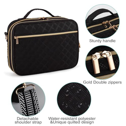 Large Bible Cover for Women,2 Compartments Bible Bag for Church - color: 2 Lays,Black with Stripe Strap