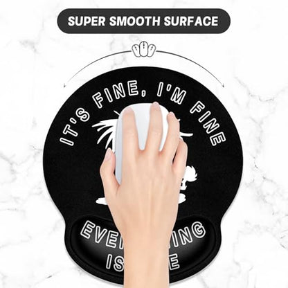 ITNRSIIET Ergonomic Mouse Pad with Wrist Support Wrist Rest Smooth Surface Non-Slip Rubber Base Comfortable Office Supplies Pain Relief, 9.8 x 9.1 inches, Funny Cat - color: Funny Cat