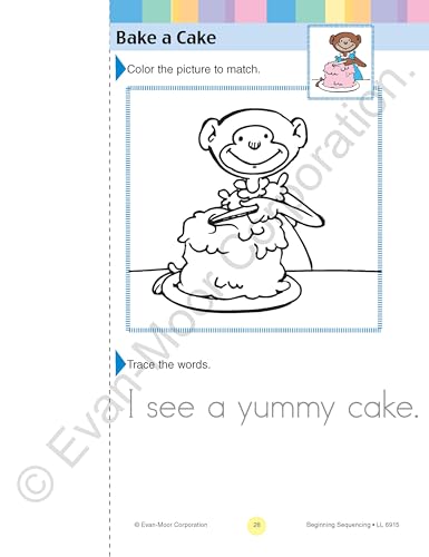 Evan-Moor Learning Line: Beginning Sequencing, Prek - Kindergarten Workbook