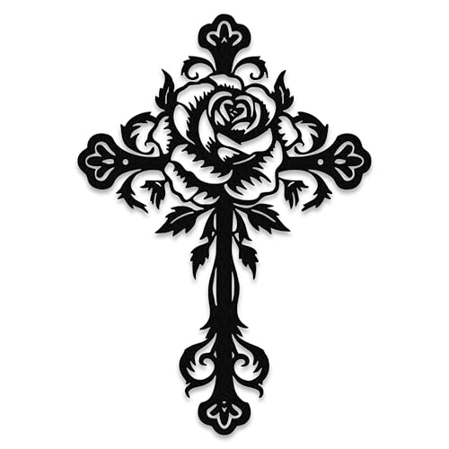 Rajukit Flower Christian Metal Cross Wall Art for Home - color: Flower