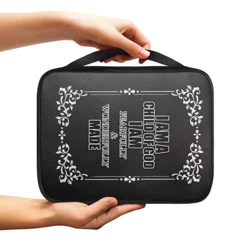 I AM A Child of GOD Black Bible Cover for Women Men,Canvas Bible Book Carrying Cases Church Bag with Handle - color: I Am a Child of God-black