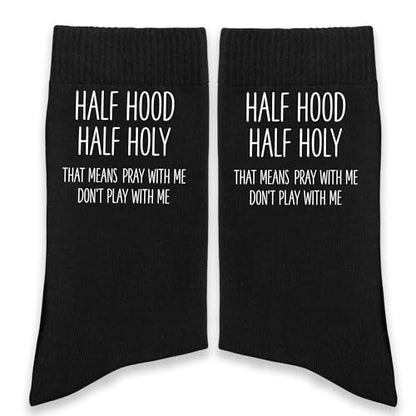 Christian Bible Verse Black Crew Socks, Religious Quote Socks, Faith Inspirational Christian Gift for Men Women。 - color: Black Religious 7