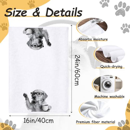 Golden Retriever Kitchen Towels Set of 4, Funny Dog Dish Towels - color: Golden Retriever