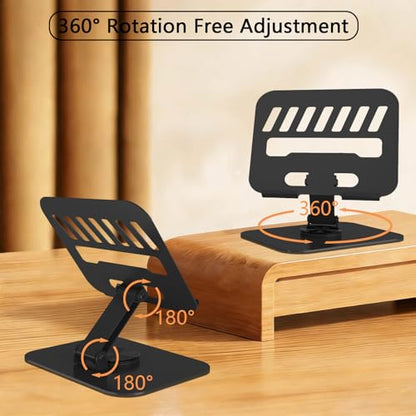 Metal Tablet Stand Holder Adjustable for iPad Kindle Tab, Black - color: Black