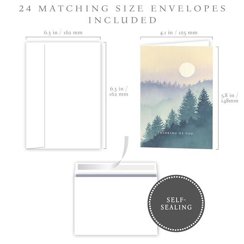 Hat Acrobat 24 Sympathy Cards with Envelopes - 8 Unique Watercolor Landscape Designs (3 of Each) - Condolence Bereavement Cards Bulk with Heartfelt Messages Inside - color: Watercolor Landscape