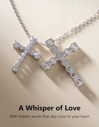 KRKC&CO Moissanite Cross Necklace for Women, 925 Sterling Silver, Gift Box - color: Silver C