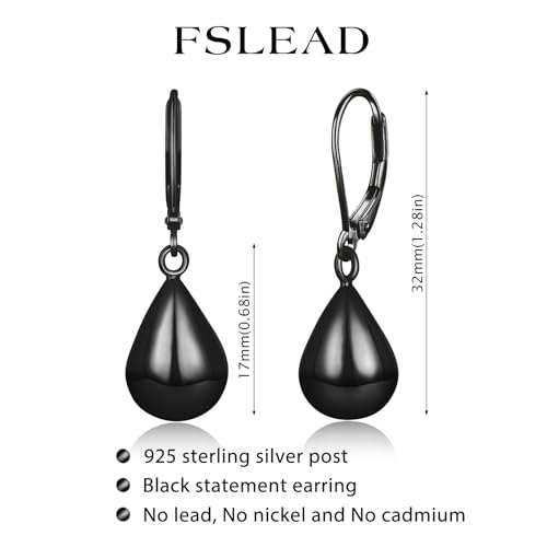 14K Gold Earring Cross Waterdrop Butterfly Heart Knot Earrings for Women Gold Silver Cross Leverback Drop Gold Silver Teardrop Hoop Dangle Earring White Gold Dangle Drop Earring - color: Black-Waterdrop Leverback Dangle Earring