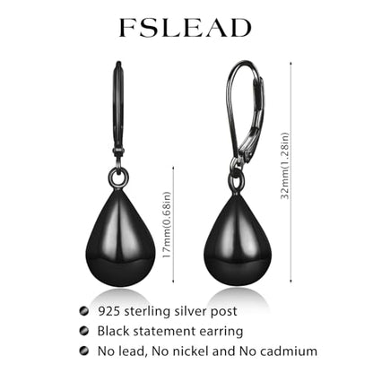14K Gold Earring Cross Waterdrop Butterfly Heart Knot Earrings for Women Gold Silver Cross Leverback Drop Gold Silver Teardrop Hoop Dangle Earring White Gold Dangle Drop Earring - color: Black-Waterdrop Leverback Dangle Earring