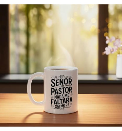 Spanish Christian With a Bible Verse Quote El Senor Es Mi Ceramic Mug, White, 11oz - color: White, size: 11 Ounces
