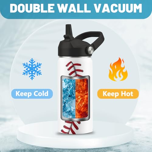 Baseball Gifts for Baseball Lovers Players, 16 oz Water Bottle with Straw - color: Baseball