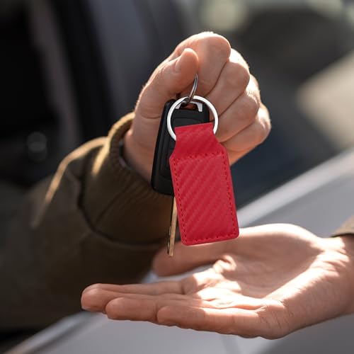 LaserGram Rectangle Keychain, Bible Verse John 3-16, Personalized Engraving Included - color: Carbon Fiber Red