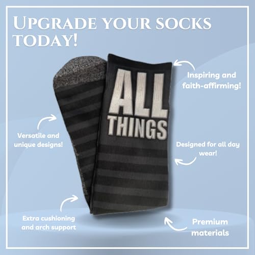 Bible Verse Socks for Men, Christian Scripture Crew Socks, Faith Gift - color: Philippians 4:13