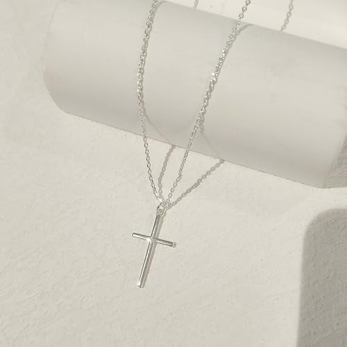 Luxval Cross Necklace for Women -Dainty 14K Gold Plated Cross Necklace Layered Gold Cross Necklace Cross Choker Necklace Gold Cross Necklaces for Women Trendy Gold Jewelry Gifts for Women - color: Silver--Cross