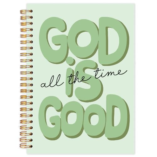 Yhtrg Green Preppy God Is Good Notebooks, Brown Christian Spiral Notebook Gift for Women, Bible Journaling Notebooks for Office School Supplies, 5.5x8.3 Inch - color: god11