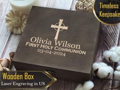 Custom Name and Date Christian Engraving Gift for First Holy Communion - Tailored for a Meaningful Spiritual Milestone