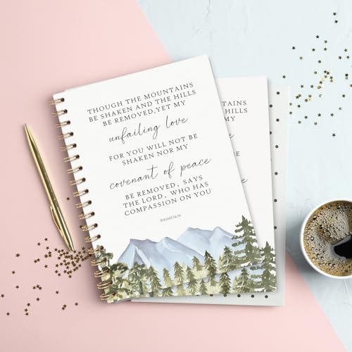 Christian Bible Spiral Notebook, 5.5x8.3 Inch - color: mountains