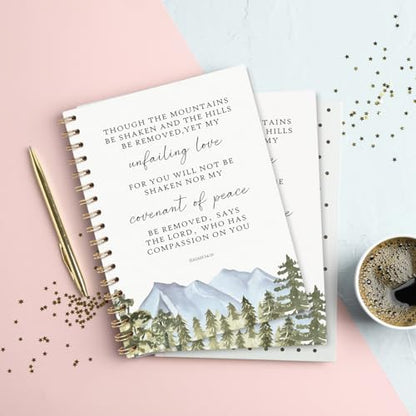 Christian Bible Spiral Notebook, 5.5x8.3 Inch - color: mountains