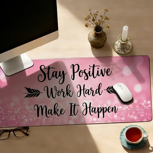 Stay Positive Mouse Pad,35.4 x 15.7 Inch Large Mouse Mat Non-Slip Rubber Stitched Edges for Writing Desk,Office,Home,Laptop - color: Stay Positive, size: 35.4L x 15.7W inches