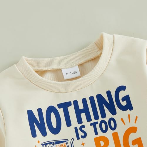 Kupretty Baby Boy Clothes Dad's Little Dude Sweatshirt Pants Set - color: Nothing is Too Big for Jesus-beige, size: 2-3T