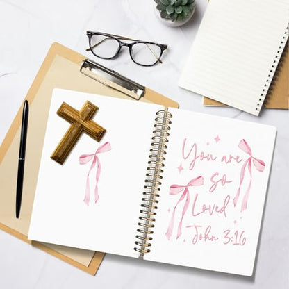 Pink Bow Christian Notebook Journal Gifts for Women Teen Girls - color: John 3:16