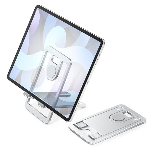 Itramax Tablet Stand for Desk,Foldable iPad Stand,Adjustable Desktop Holder - color: Silver – for Tablet (Max 800g)